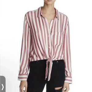 Rails Val Dali Striped Tie Front Blouse Button Down Top Sz XS